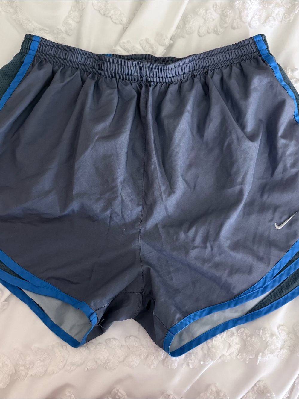 Nike Women's Athletic Shorts Gray with Blue Trim